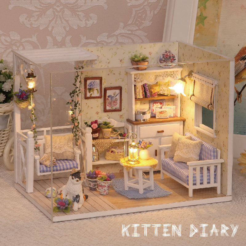 Wisdom House, DIY House, Kitten Diary, Handmade House, Building Model, Toys, Birthday Gift for Girls' Girlfriends