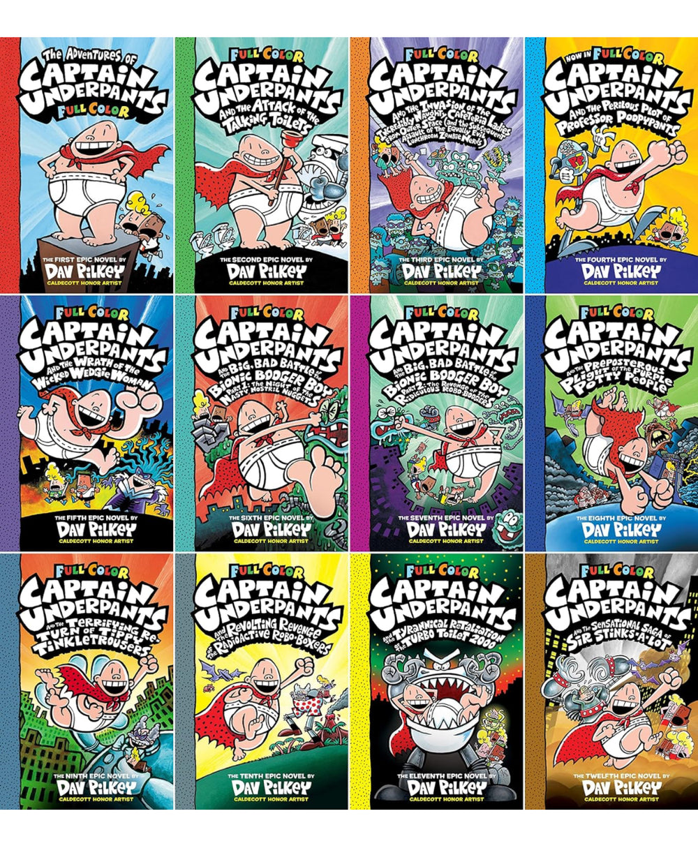 Captain Underpants Books 1-12 Complete FULL COLOR Collection - kidsbooks.ae