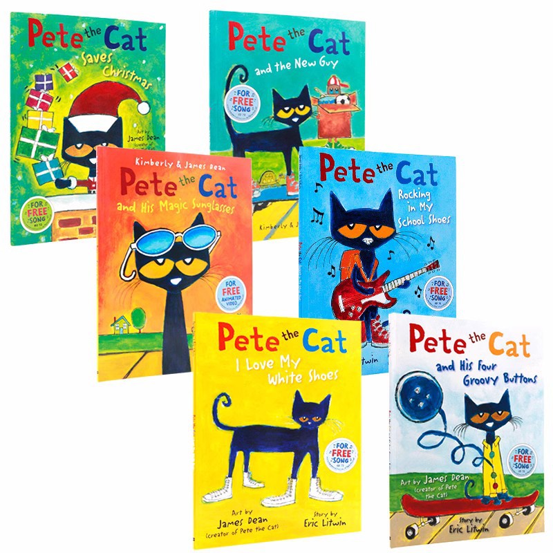 Pete the Cat 6 Albums English Parent-Child Bedtime Reading Full-color illustrated picture book